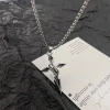 Black cross-shaped titanium steel necklace, men's fashionable sweater chain, niche high-end accessory, women's best-selling accessory in Yiwu Application Scenario